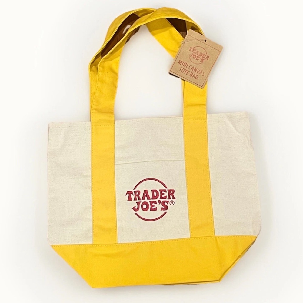 NWT Trader Joe's Yellow Mini Canvas Tote Bag